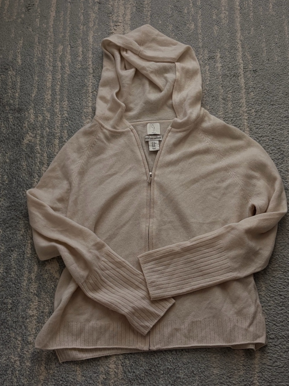 Joie Cozy Zip-Front Hooded Sweater 100% 2 PLY CASHMERE